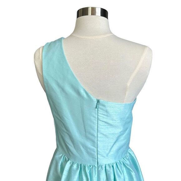 Alfred Sung One Shoulder Dupioni Belted Cocktail Dress Style D528 Sea Side - Picture 6 of 12